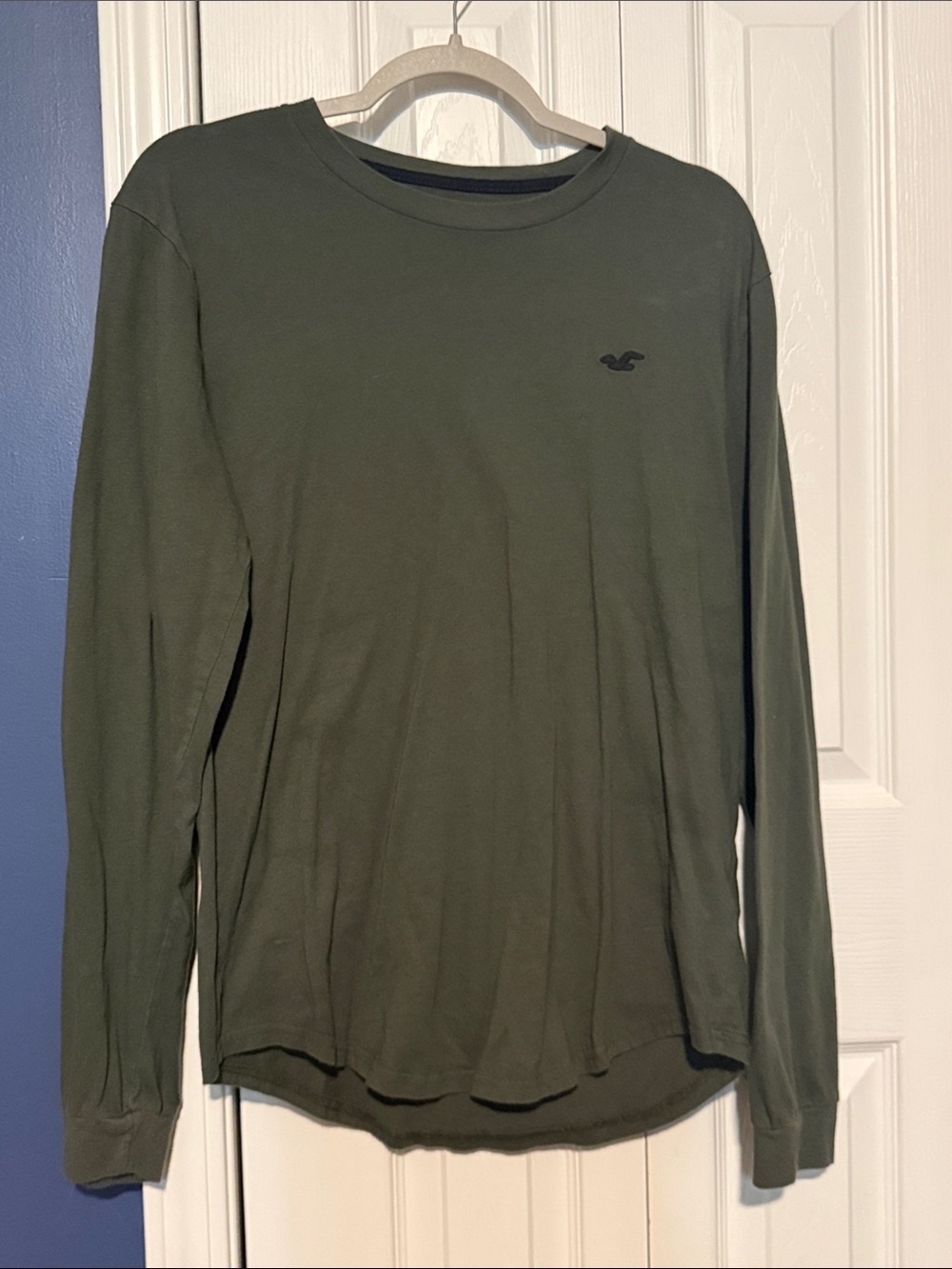 Hollister Dark Olive Long Sleeve Crew Shirt